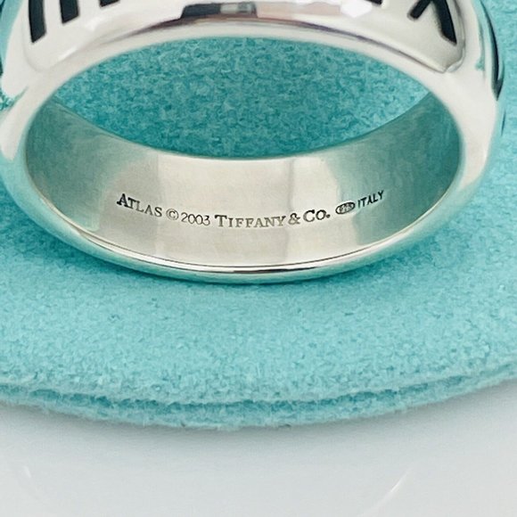 Size 12 RARE Tiffany Atlas Ring in Black Enamel and Sterling Silver Mens Unisex - Picture 5 of 8